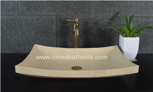 Sunny Yellow Marble Vessel Sink, Stone Wash Basin, Marble Basin,Bathroom Sink