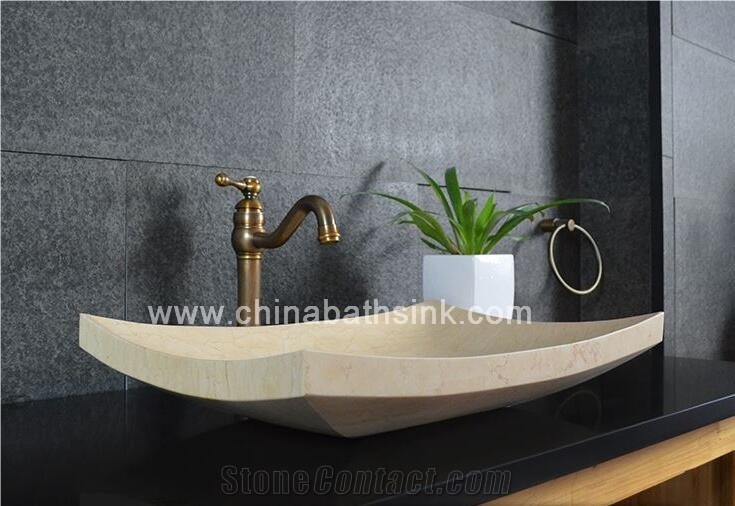 Sunny Yellow Marble Vessel Sink, Stone Wash Basin, Marble Basin,Bathroom Sink