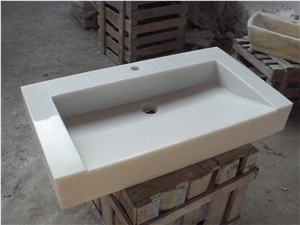 White Marble Rectangle Sink, White Marble Vessel Wash Basin,Rectangle Wash Basin