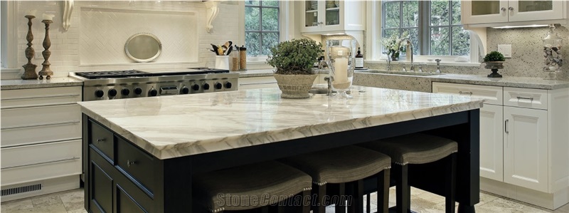 Rosa Coral Marble Island Top, Engineered Stone Perimeter Kitchen Countertop