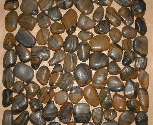Flat River Pebbles Striped Pebble Stones
