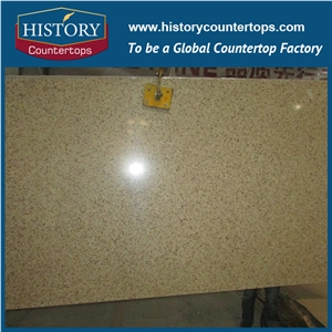 Beautiful Best Price Golden Coast Quartz Big Slabs Use for Solid Surface Kitchen Countertop, Bathroom Vanity Tops,Floor and Wall Covering for Sale