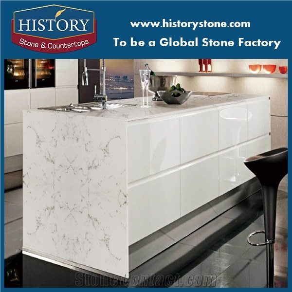 Best Sell Free Sample White Quartz Countertops with Veins,Engineered Stone Kitchen Countertops,Quartz Tops for Hospitality,Multi-Family Project