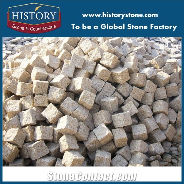 China Cheap G682 Granite Cube Construction Material Pineapple Paving Stone,Golden Granite Pavers, Cobble Flooring,Cube Stone,