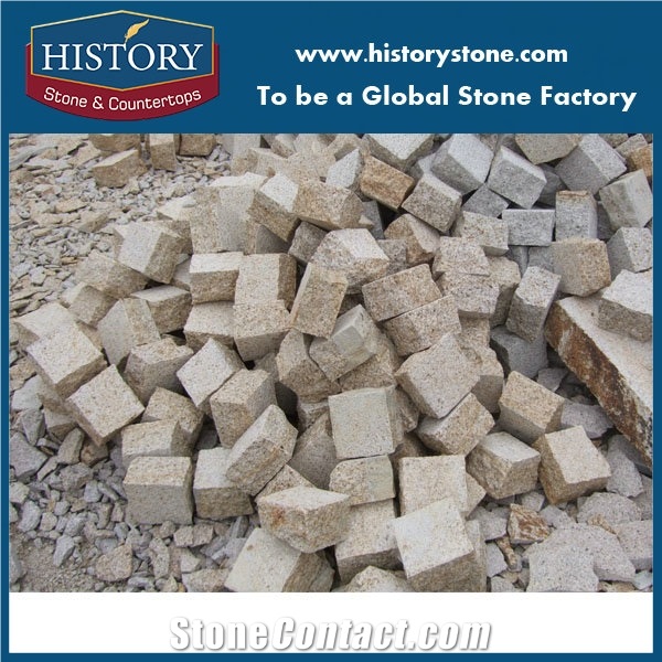 China Cheap G682 Granite Cube Construction Material Pineapple Paving Stone,Golden Granite Pavers, Cobble Flooring,Cube Stone,
