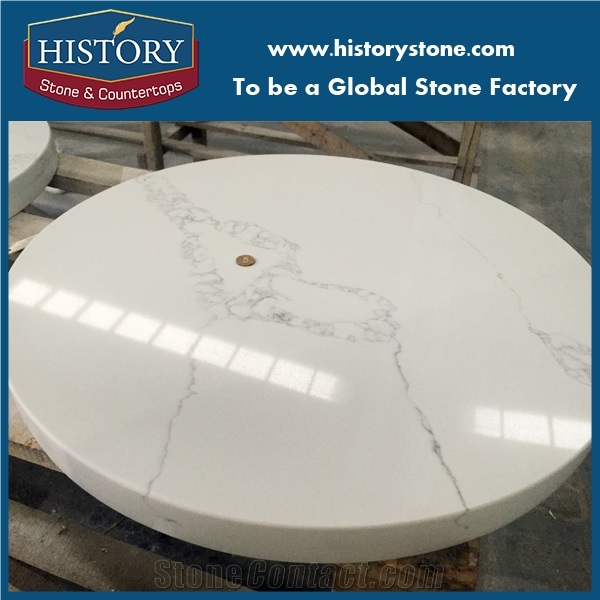Factory Price Calacatta Nuvo Quartz Table Tops Beautiful Round Calacatta Nuvo Quartz Table Tops