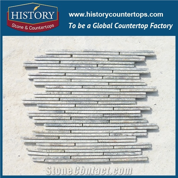 Historystone High Quality Slate Mosaic and Mosaic Tiles in Wall and Floor, Linear Strips Mosaic