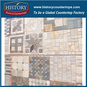 Historystone Natural Stone Floor Tile Composited Polished Slate Mosaic, Light Colors Mosaic