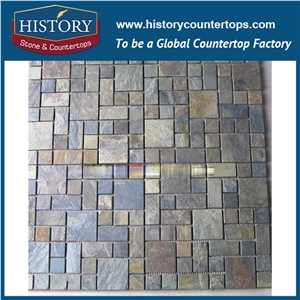 Historystone Popular Slate Mosaic Tiles for Wall Cladding Polished Honeycomb Panel Mosaic