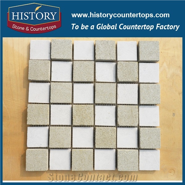 Historystone White and Beige or Grey Composited Mosaic Polishede Wall and Floor