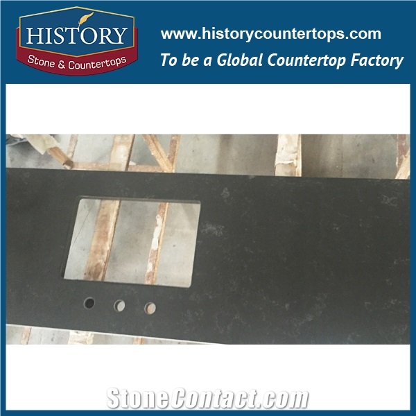 Spa Black Belenco Quartz Stone For Kitchen Countertops Engineered