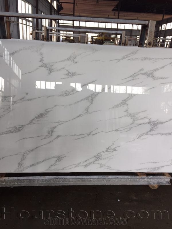 Artificial Micro-Crystallized Stone,White Color with Grey Grains Slabs