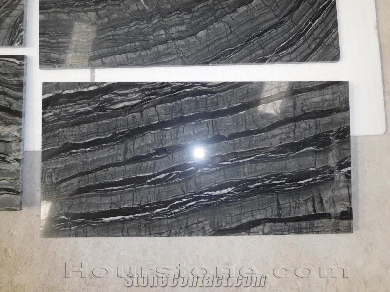 China Silver Way,Zebra Black,Black Wooden Marble with Polished Finish for Interior Floor & Wall Decoration