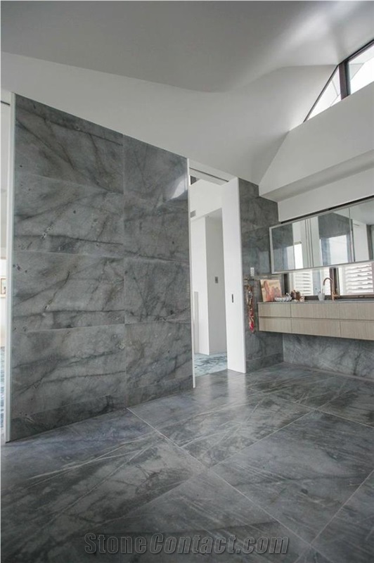 Pacific Honed Marble Wall and Floor Bath Design