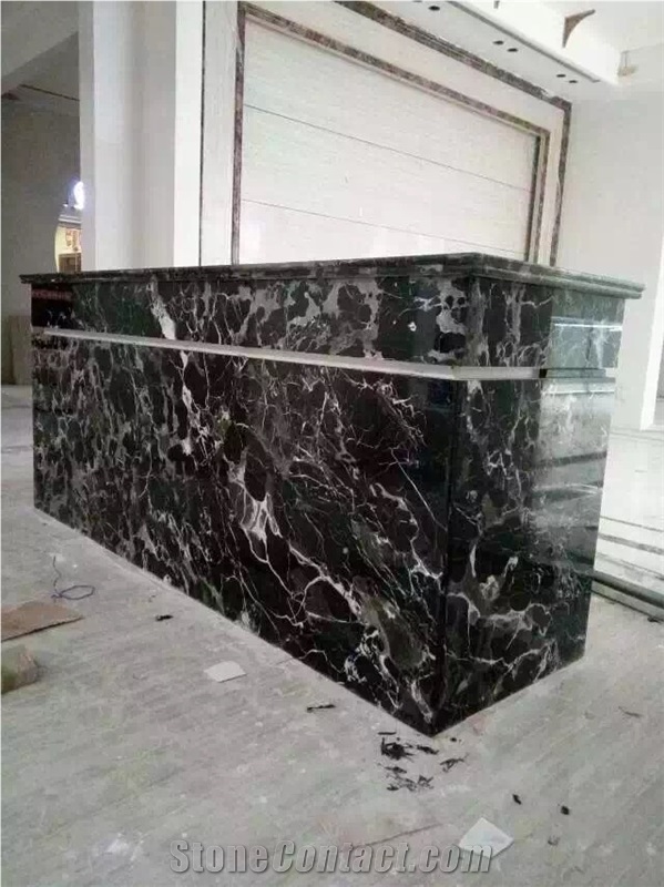 China Century Black Ice Flower Natural Marble Customized Table Design