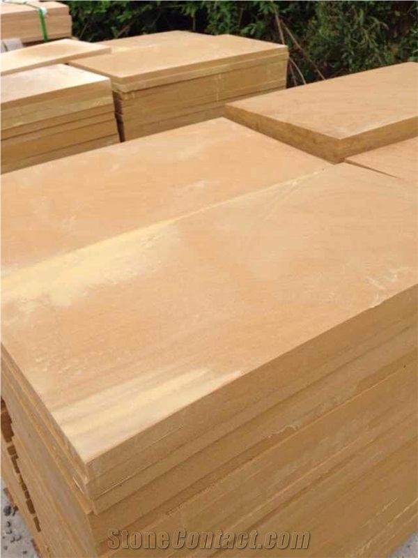 China Wooden Vein Yellow Sandstone Wall/Floor Tiles&Slabs