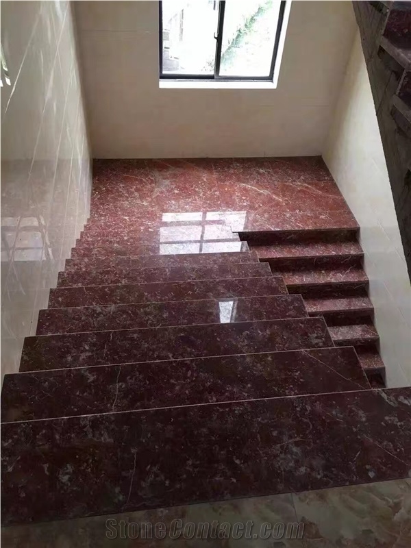 Natural China Shanxi Athens Red Marble Flooring Stairs. Steps, Risers