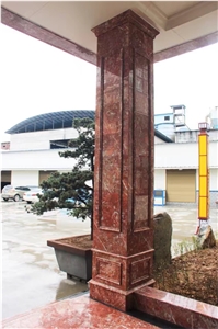 Natural China Shanxi Athens Red Marble Pilasters,Column