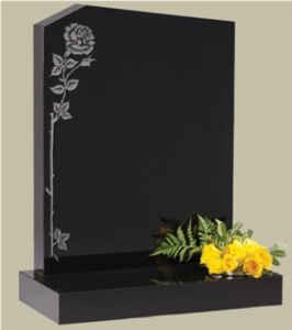 American Customized Hand Carved Shanxi Black Granite Headstone