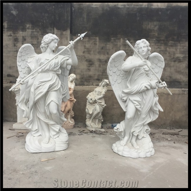Angel Statue Garden Natural Stone Sculpture Cemetery Angel Statue