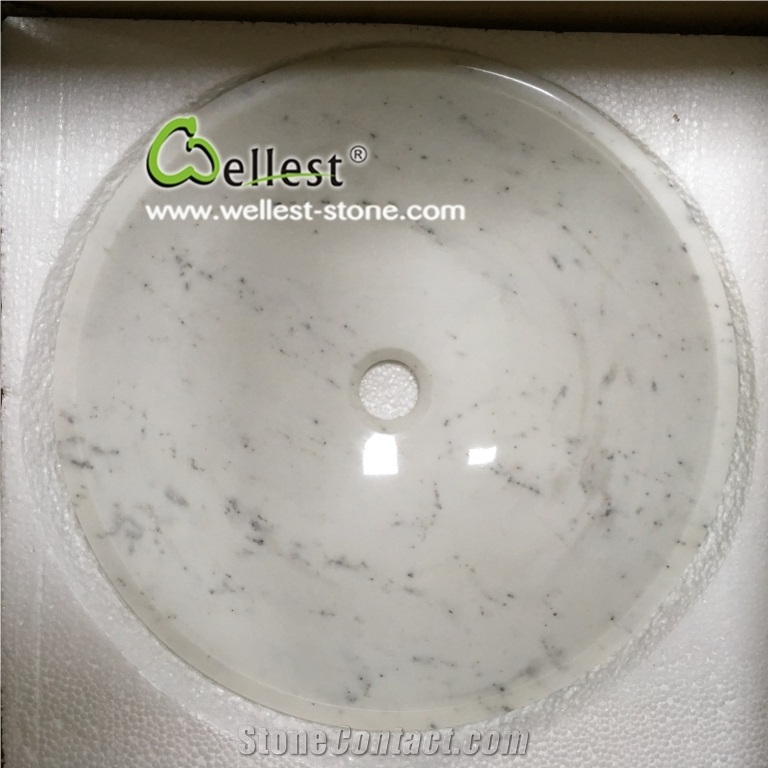 China Gx White Marble Round Sink Basin for Bathroom Kitchen Toilet