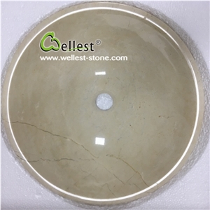 Eelegant Beige Marble Round Sink Basin for Bathroom Kitchen Toilet