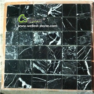 M501 Black Marquina Marble Mosaic for Wall and Floor Cladding
