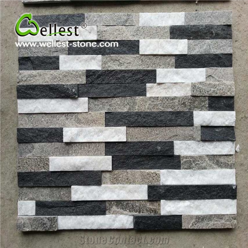Modern Concise Style Black & White Quartzite Culture Stone Ledge Stone