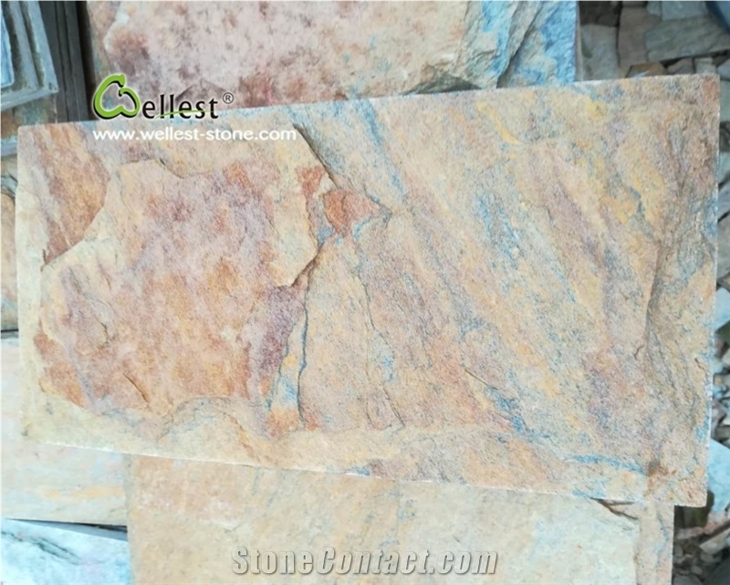 Rusty and Green Slate Mushroom Tile for Wall Cladding and Covering