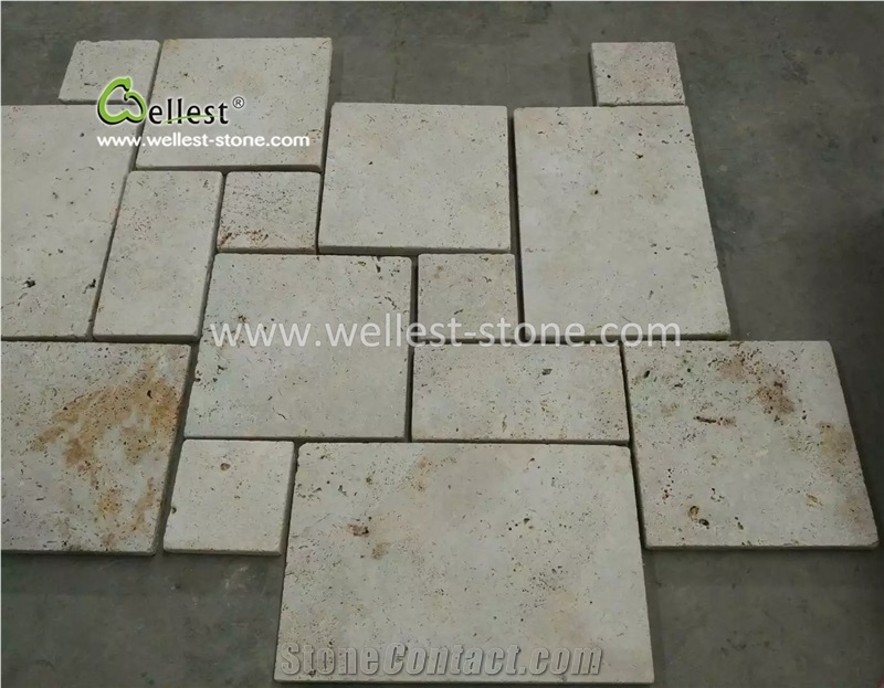 Versailles Beige White Travertine Mosaic for Wall Floor Cladding