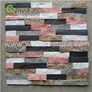 Warm Tone Mixed Color Quartzite Culture Ledge Stone for Wall Siding