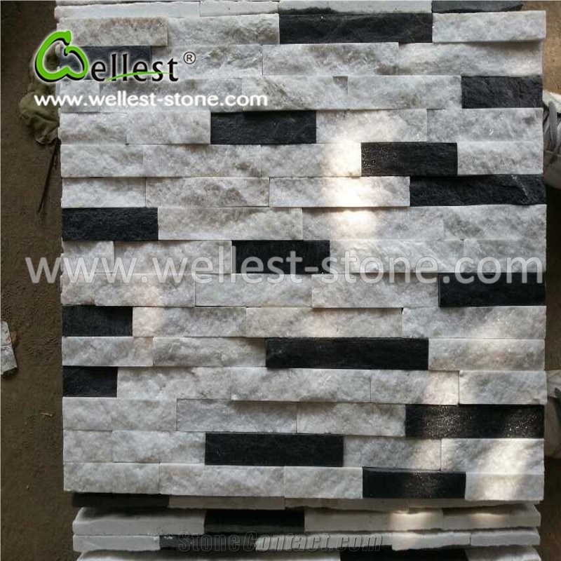 White Base with Black Strip Quartzite Ledge Culture Stone for Walling