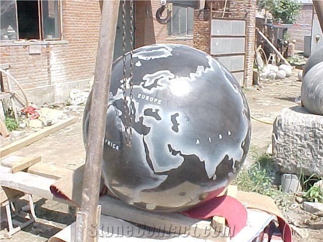 Black Granite Global Ball Fountain