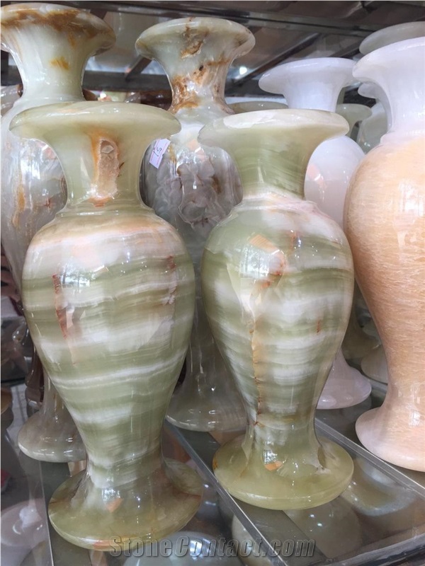 Green Onyx Vase for Interior Decoration