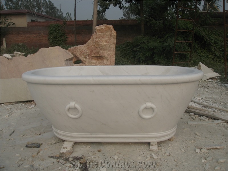 White Marble Polished Bathtub