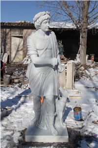 White Marble Soldier Statue Sculpture