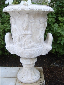 White Travertine Planter Vase Box for Exterior