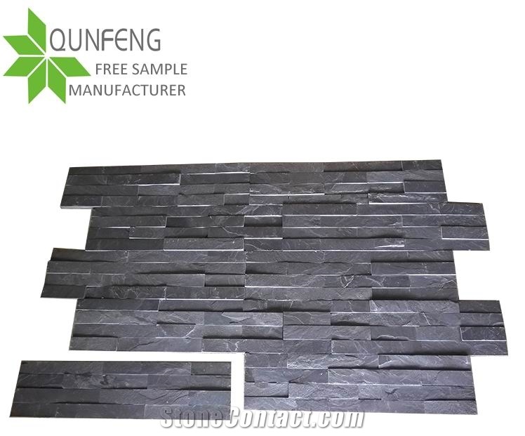 Popular Natural Black Slate Cultured Stone for Wall Cladding