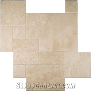 Honed Filled Yellow Travertine French Pattern Patio Paving Tile