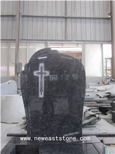 Bahama Blue Granite Headstone Cross Blue Granite Headstone Grave Stone