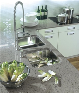 Diamond Grey Artificial Quartz Kitchen Countertop Prices Wholesale