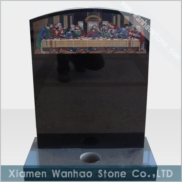 China Black Granite Tombstone Engraved Monument Polished Headstone