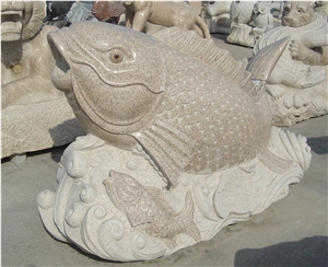China Factory Granite Fish Sculptures Garden Stone Carvings