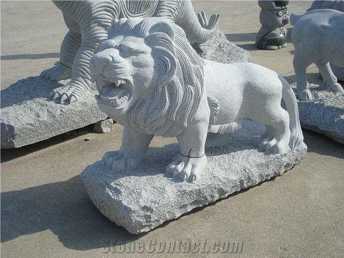 China Factory Granite Handcarved Lion Sculptures Garden Stone Carvings