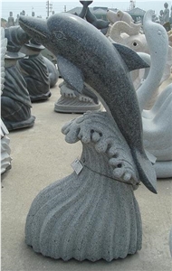 China Factory Handcarved Dolphin Sculptures Garden Stone Carvings