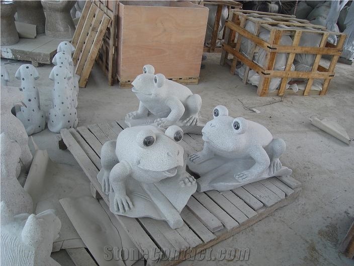 China Factory Handcarved Frog Sculptures Garden Stone Carvings