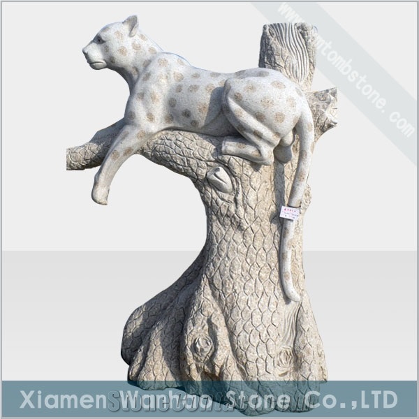 China Factory Life Size Leopard Sculptures Garden Stone Carvings