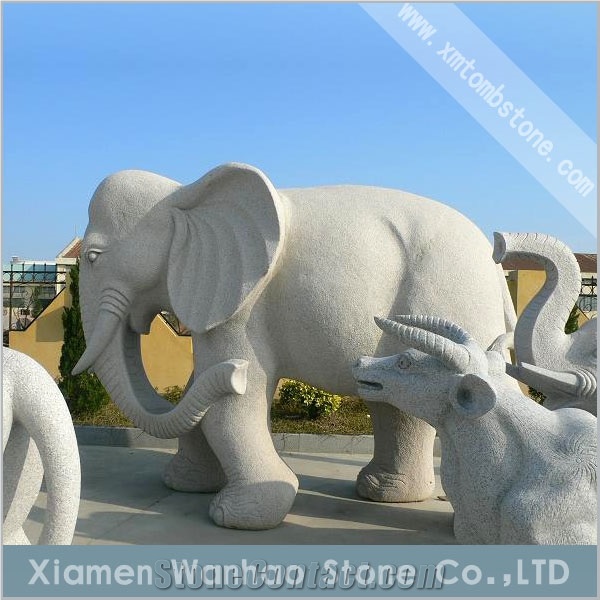 China Factory Stone Carvings Life Size Elephant Garden Sculptures