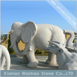 China Factory Stone Carvings Life Size Elephant Garden Sculptures