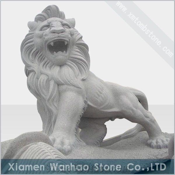 China Granite Lion Sculptures Hand Carved Carvings